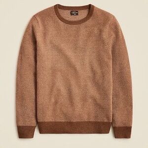 NWT Knit for J.Crew Mens Cashmere Sweater in Hthr Oak Camel Bird’s-Eye, Size M